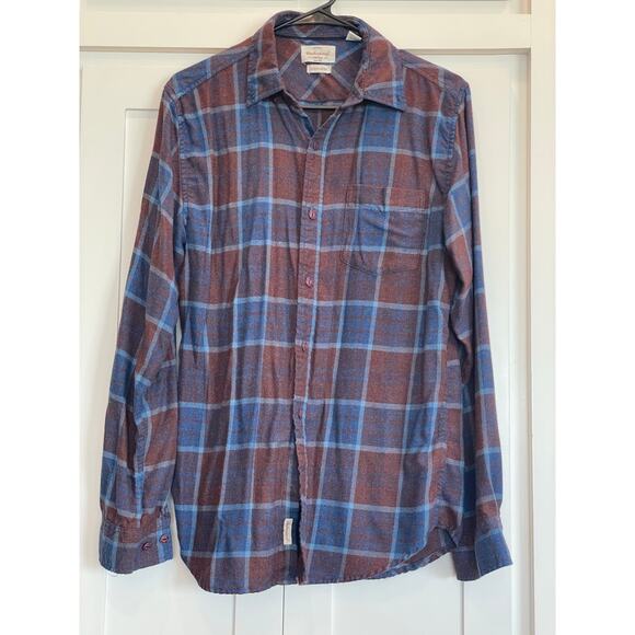 Weatherproof Vintage Luxe Flannel button up long sleeve Small rust and blue - Picture 1 of 9